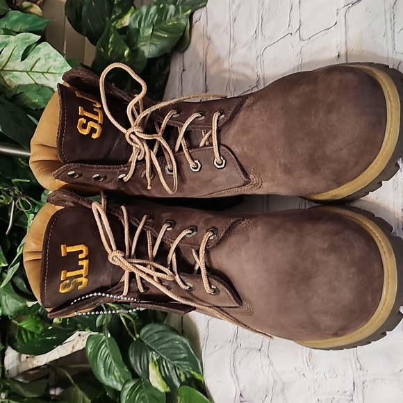 Timberland Heel Stitched Emblem Brown Leather Boots 11M - Picture 2 of 13